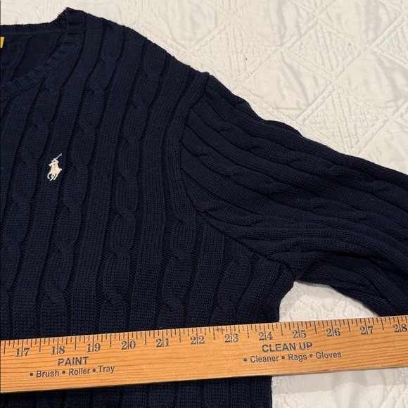Polo by Ralph Lauren Navy Crewneck CABLE KNIT Sweater DRESS Sz XXL 100% cotton - Picture 4 of 9